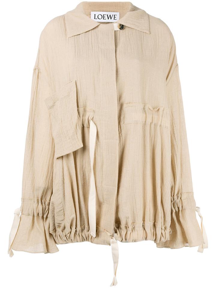 Loewe Drawstring Loose-fit Coat, Women's, Size: 34, Nude/neutrals, Cotton/acetate