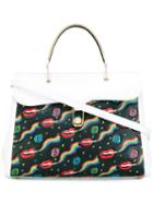 Olympia Le-tan Embossed Dutchies Marguerite Tote Bag, Women's, Black, Cotton/leather/brass