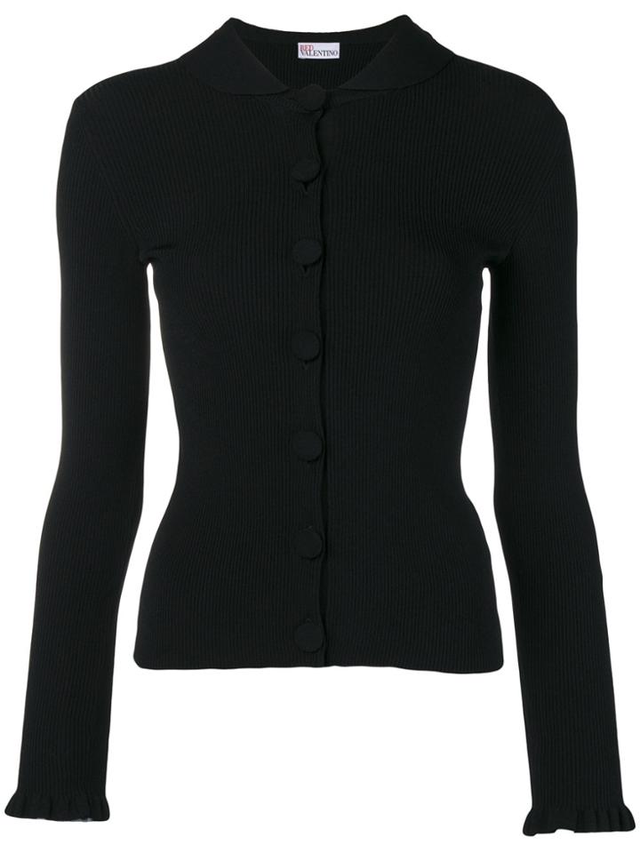 Red Valentino Oversized Buttons Ribbed Cardigan - Black