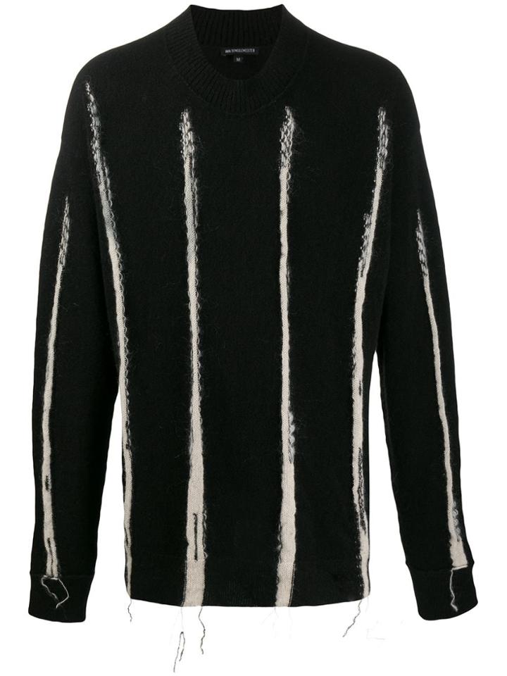 Ann Demeulemeester Striped Intarsia Knit Jumper - Black