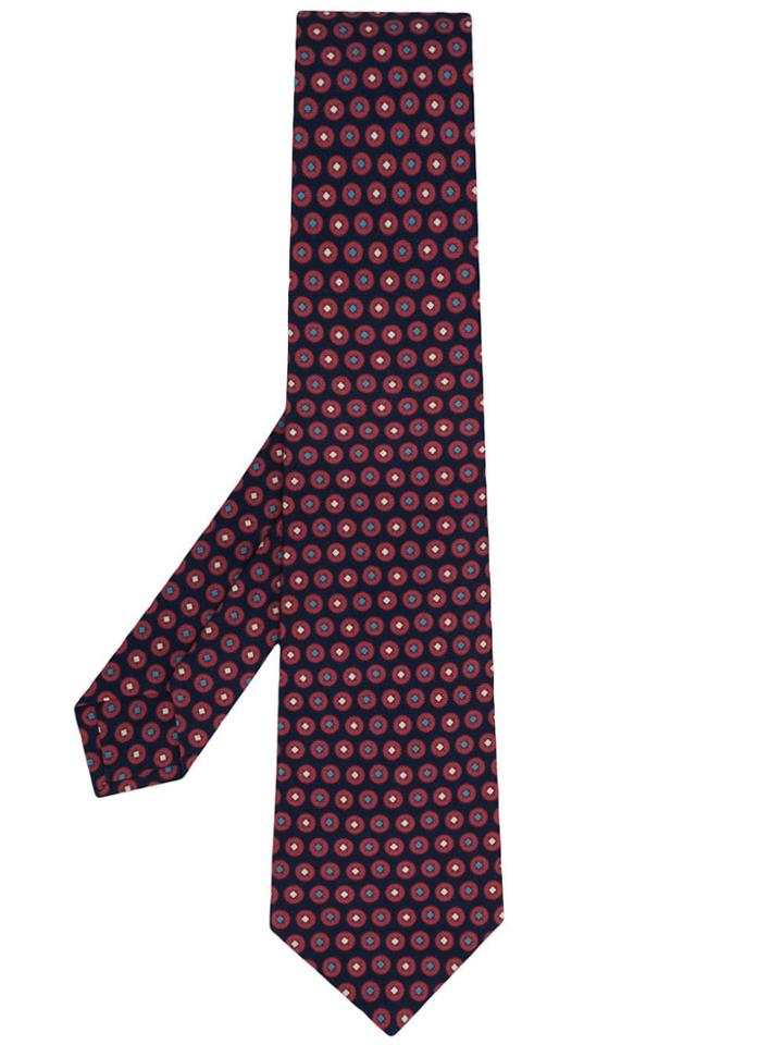 Kiton Circle Print Tie - Blue