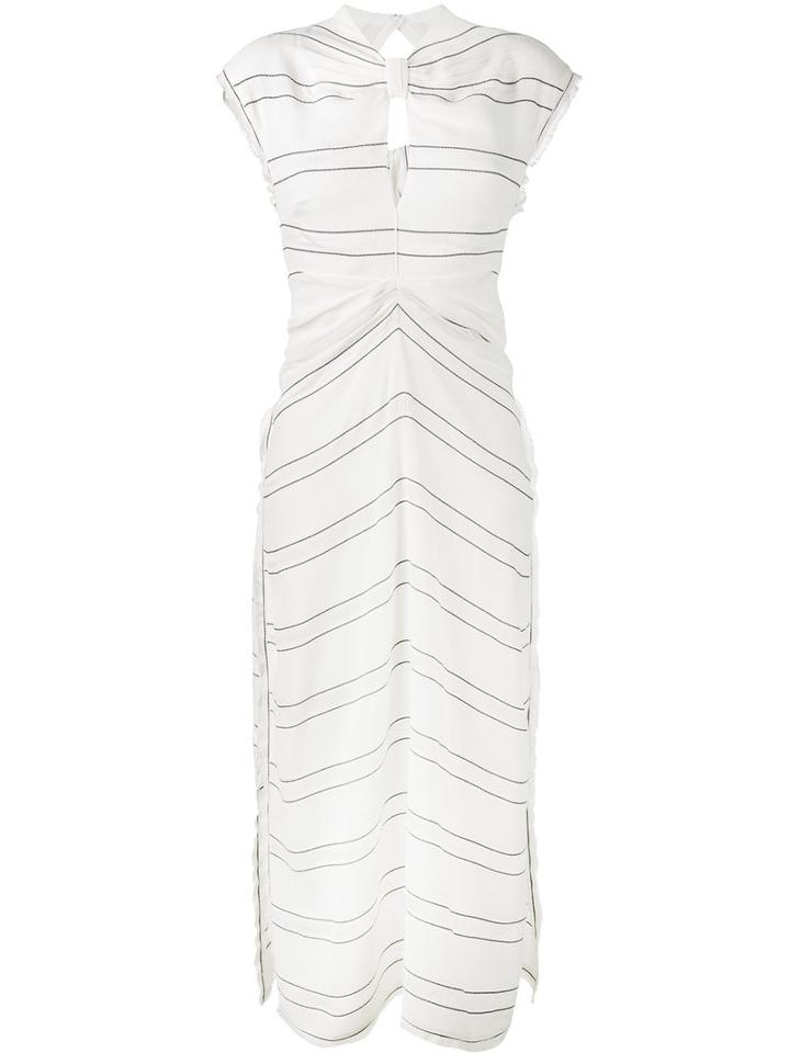 Proenza Schouler Sleeveless Pinstripe Dress, Women's, Size: 8, White, Viscose/acetate/silk