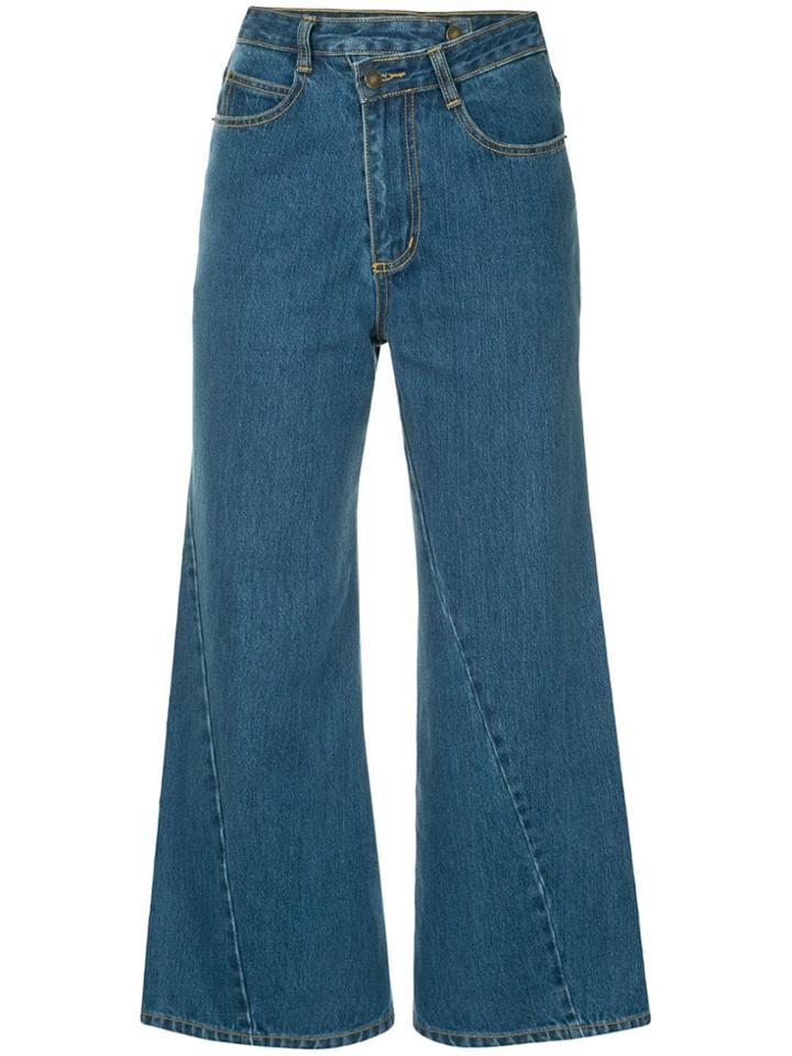 Ground Zero Cropped Flared Jeans - Blue