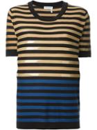 Sonia Rykiel Striped Shortsleeved Knit Top, Women's, Size: Small, Nude/neutrals, Silk/cotton