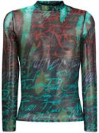 Jean Paul Gaultier Vintage Sheer Logo Printed T-shurt - Green