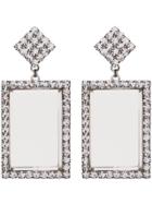 Alessandra Rich Metallic Silver Crystal Embellished Rectangle Earrings