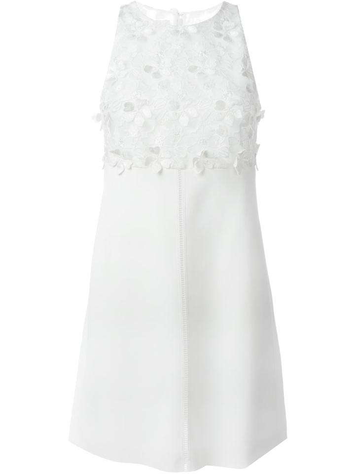 Giamba Floral Lace Trim Dress, Women's, Size: 40, White, Viscose/acetate/spandex/elastane/polyester