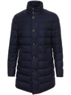 Moncler - 'vallier' Padded Coat - Men - Feather Down/polyamide/wool - 5, Blue, Feather Down/polyamide/wool