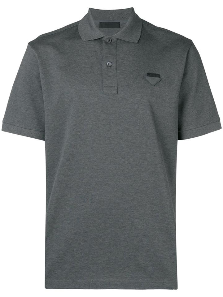 Prada Logo Patch Polo Shirt - Grey