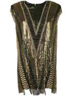 Balmain Sequin And Chain-trim Mini Dress - Gold