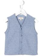 Cashmirino - V-neck Gilet - Kids - Cotton - 2 Yrs, Blue