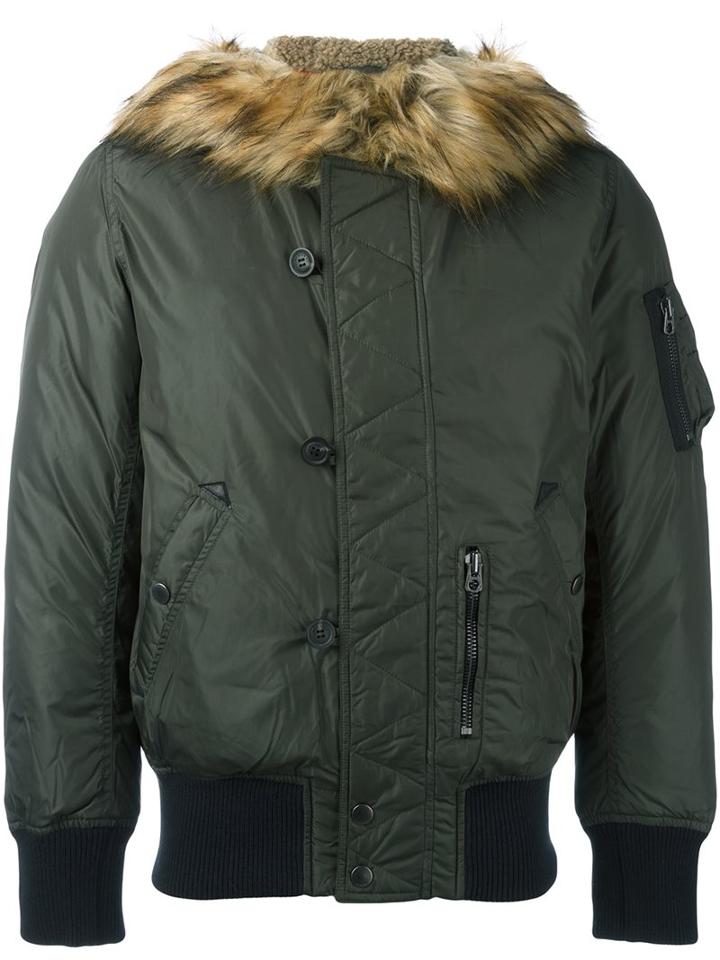 Diesel Padded Jacket, Men's, Size: Medium, Green, Polyester/nylon