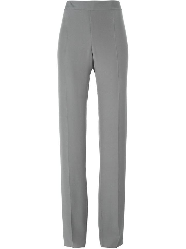 Armani Collezioni Straight Leg Trousers, Women's, Size: 48, Grey, Acetate/silk