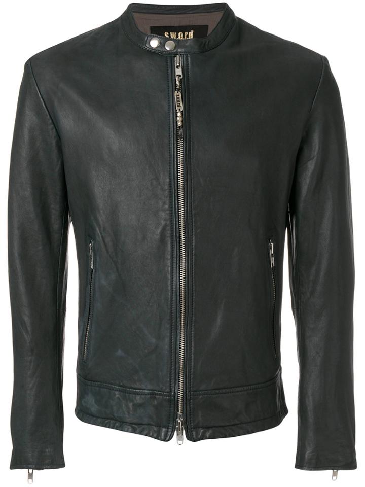 S.w.o.r.d 6.6.44 Casual Leather Jacket - Blue