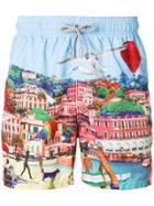Mc2 Saint Barth City Print Swim Shorts - Blue