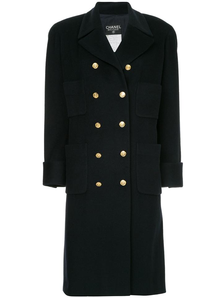 Chanel Vintage Cashmere Double Breasted Coat - Blue