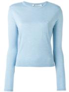 T By Alexander Wang Longsleeved T-shirt, Women's, Size: Large, Blue, Rayon