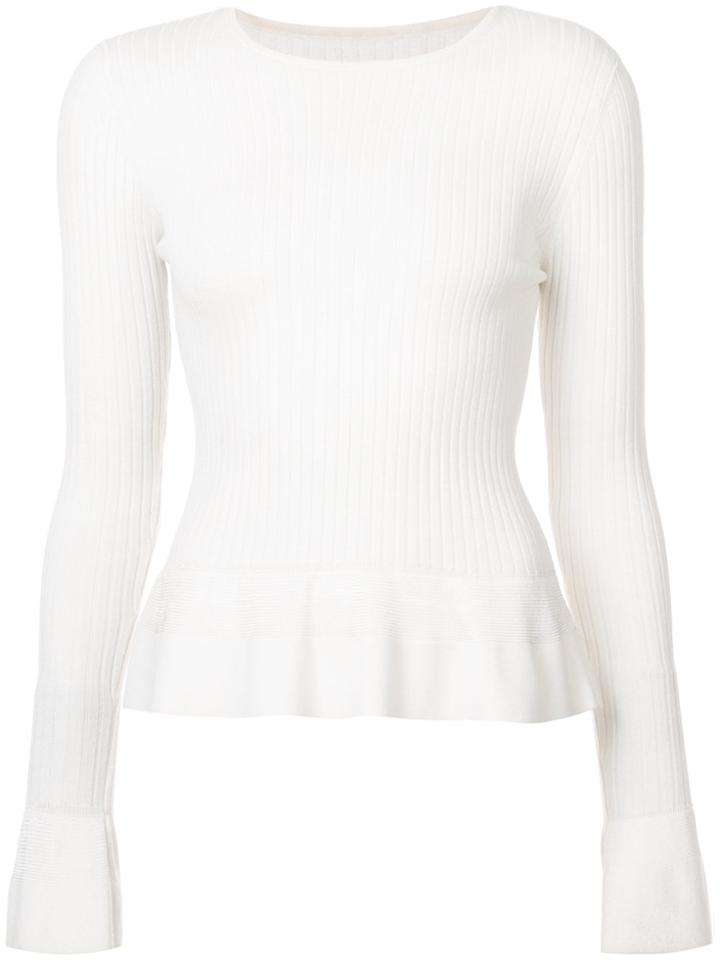 Dvf Diane Von Furstenberg Ribbed Peplum Top - White