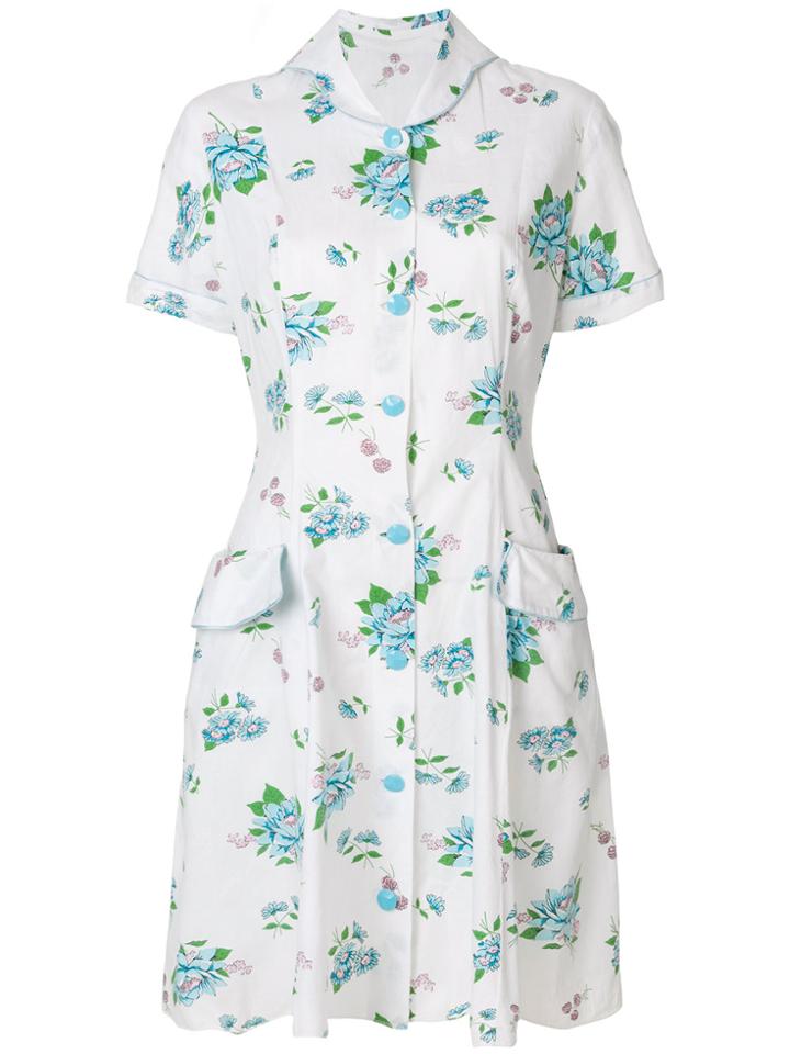 William Vintage Floral Shift Flared Dress - White