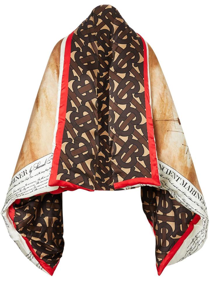 Burberry Mariner Print Puffer Cape - Brown
