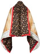 Burberry Mariner Print Puffer Cape - Brown