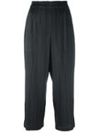 Pleats Please By Issey Miyake Pleated Cropped Trousers, Women's, Size: 4, Green, Polyester