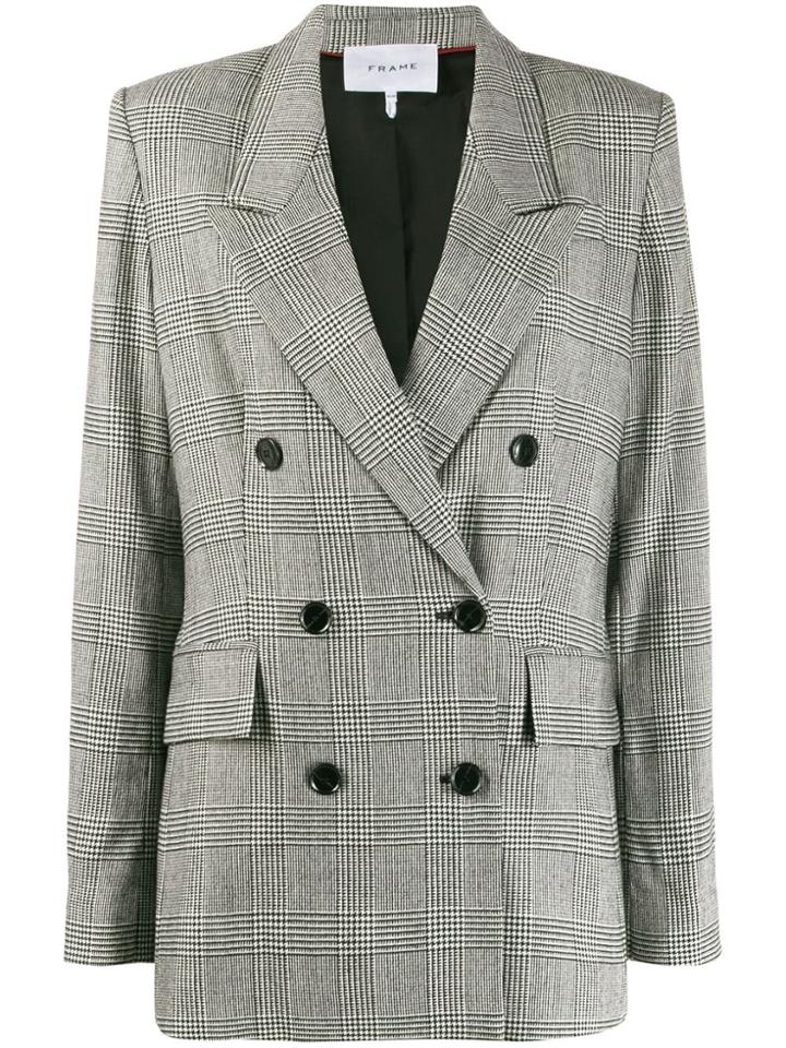 Frame Houndstooth Double Breasted Blazer - Black