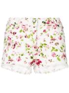 Faith Connexion Floral Print Denim Shorts - White