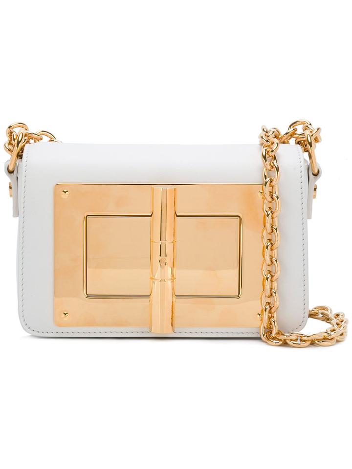 Tom Ford Natalia Crossbody Bag, White, Calf Leather/bos Taurus/sheep Skin/shearling/brass