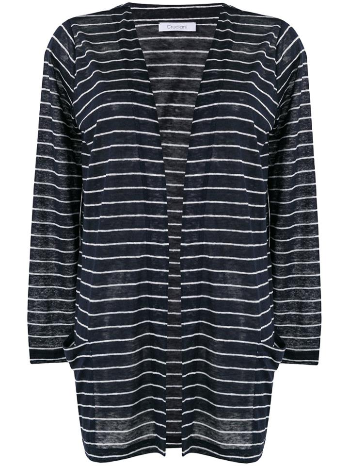 Cruciani Striped Open Cardigan - Blue