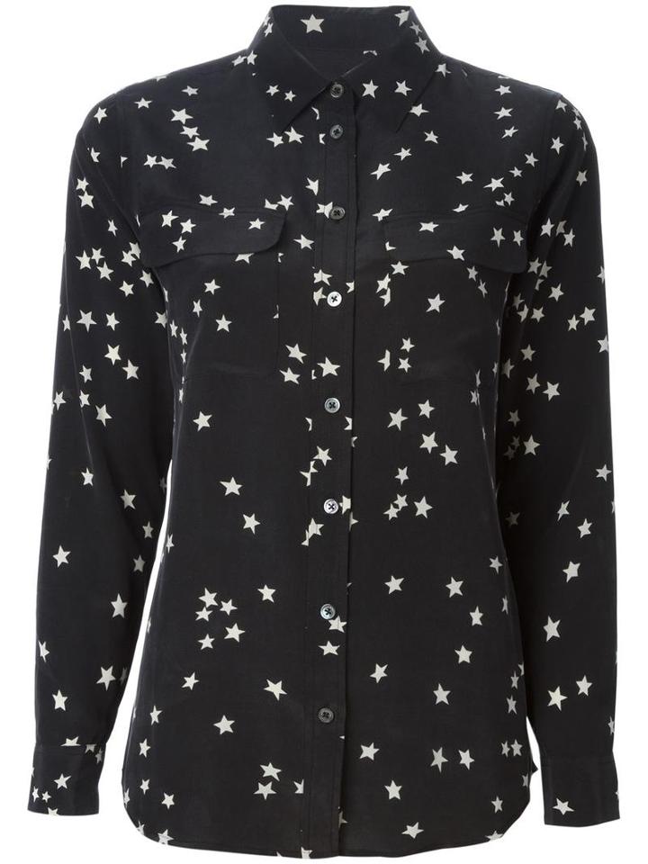 Equipment Star Print Shirt, Women's, Size: Medium, Black, Silk