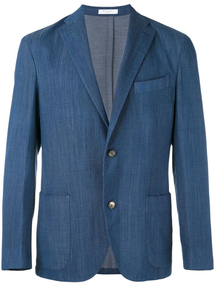 Boglioli - Two Button Blazer - Men - Virgin Wool/cotton/spandex/elastane/cupro - 48, Blue, Virgin Wool/cotton/spandex/elastane/cupro