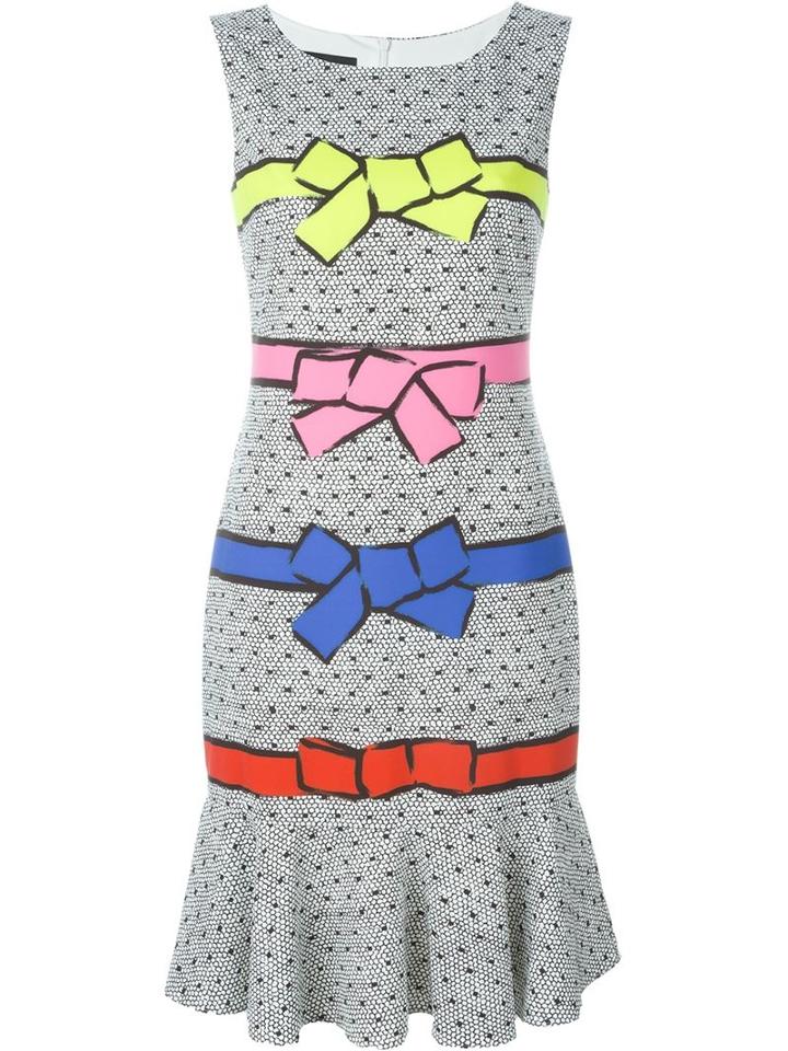 Boutique Moschino Bow Print Ruffle Dress