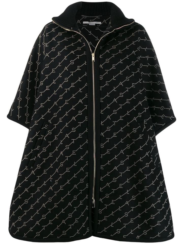 Stella Mccartney Embroidered Logo Cape - Black