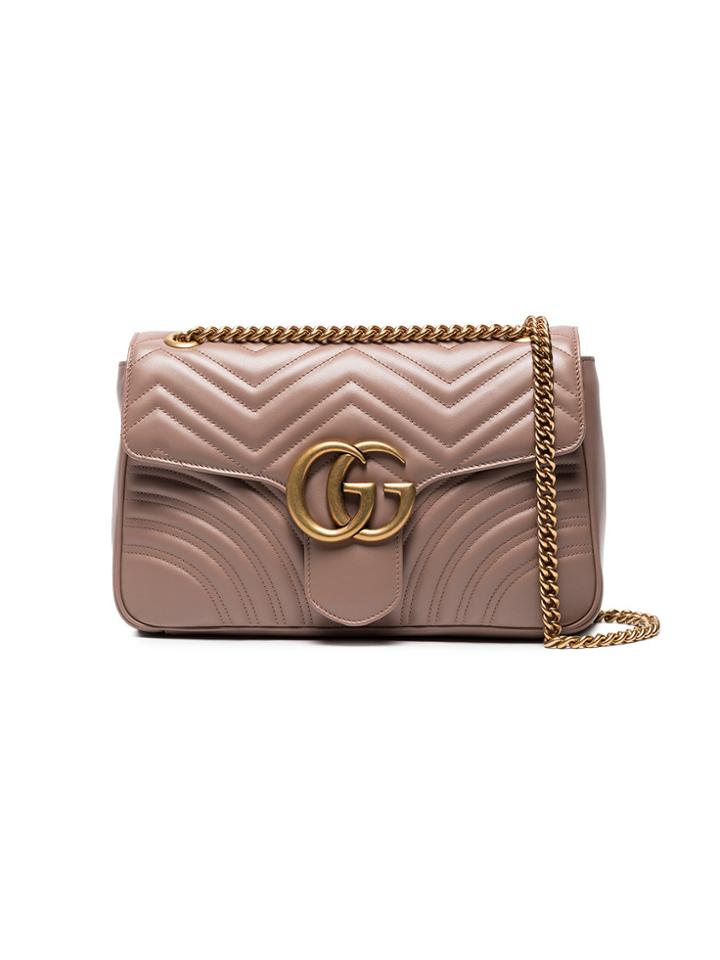 Gucci Beige Gg Marmont Medium Leather Shoulder Bag - Nude & Neutrals
