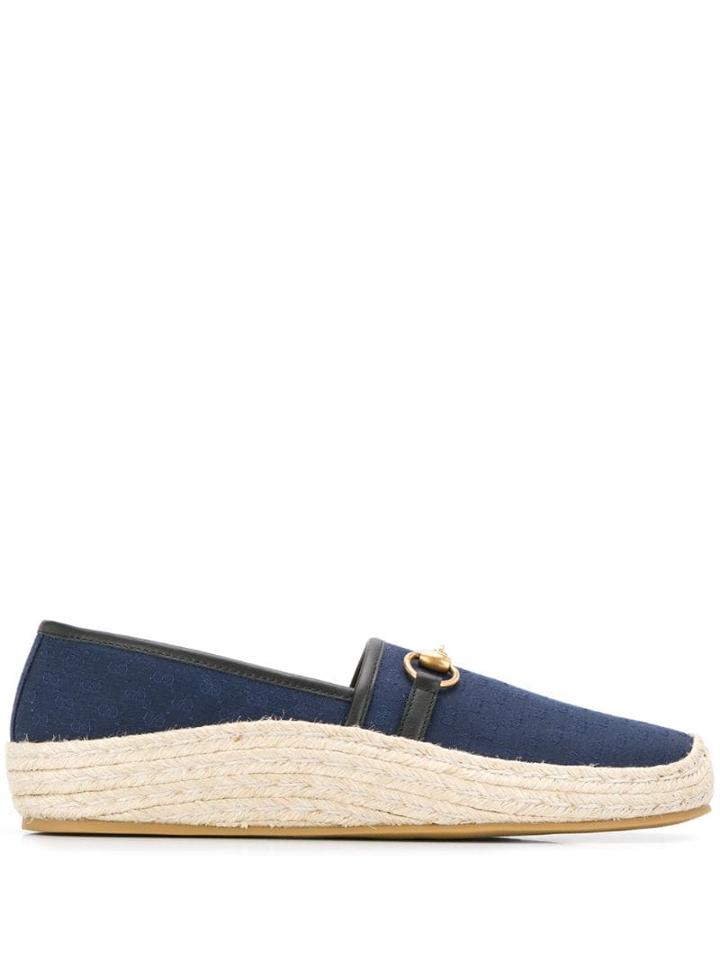 Gucci Gg Supreme Espadrille Loafers - Blue