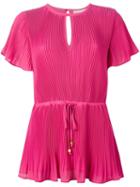 Michael Michael Kors Pleated Drawstring Blouse, Women's, Size: 2, Pink/purple, Polyester