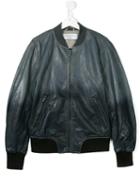 John Galliano Kids - Teen Leather Bomber Jacket - Kids - Cotton/sheep Skin/shearling/polyester - 16 Yrs, Grey