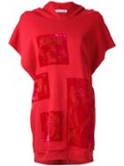 Mikio Sakabe - Devoré Patch Sleeveless Hoodie - Women - Cotton - M, Women's, Red, Cotton