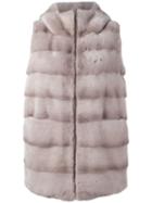 Liska Padded Sleeveless Jacket, Women's, Size: Small, Grey, Mink Fur/polyamide