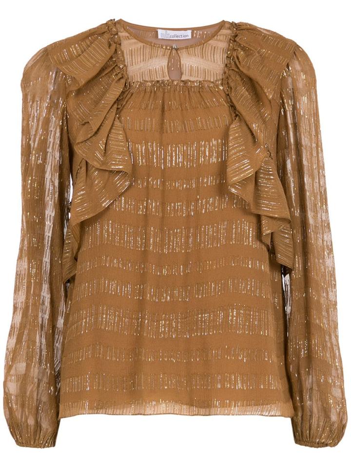 Nk Collection Ruffled Blouse - Brown