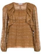 Nk Collection Ruffled Blouse - Brown