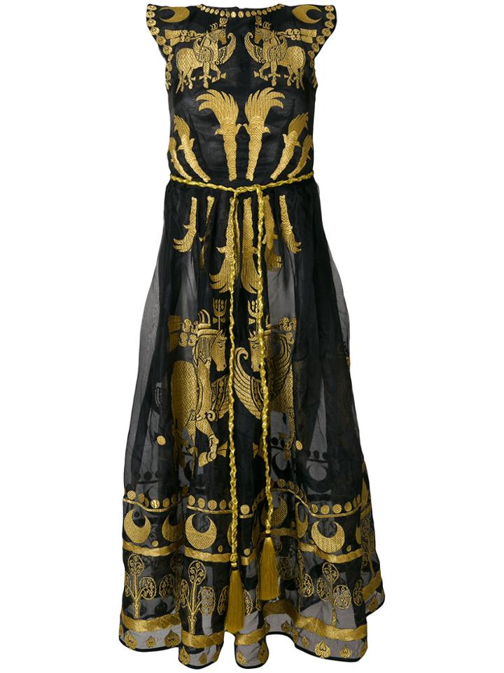 Yuliya Magdych Dayspring Horse Embroidered Dress - Black