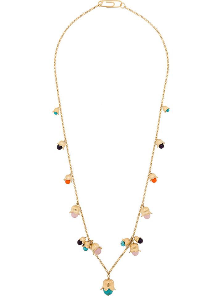 Aurelie Bidermann Beaded Flower Charm Necklace - Metallic