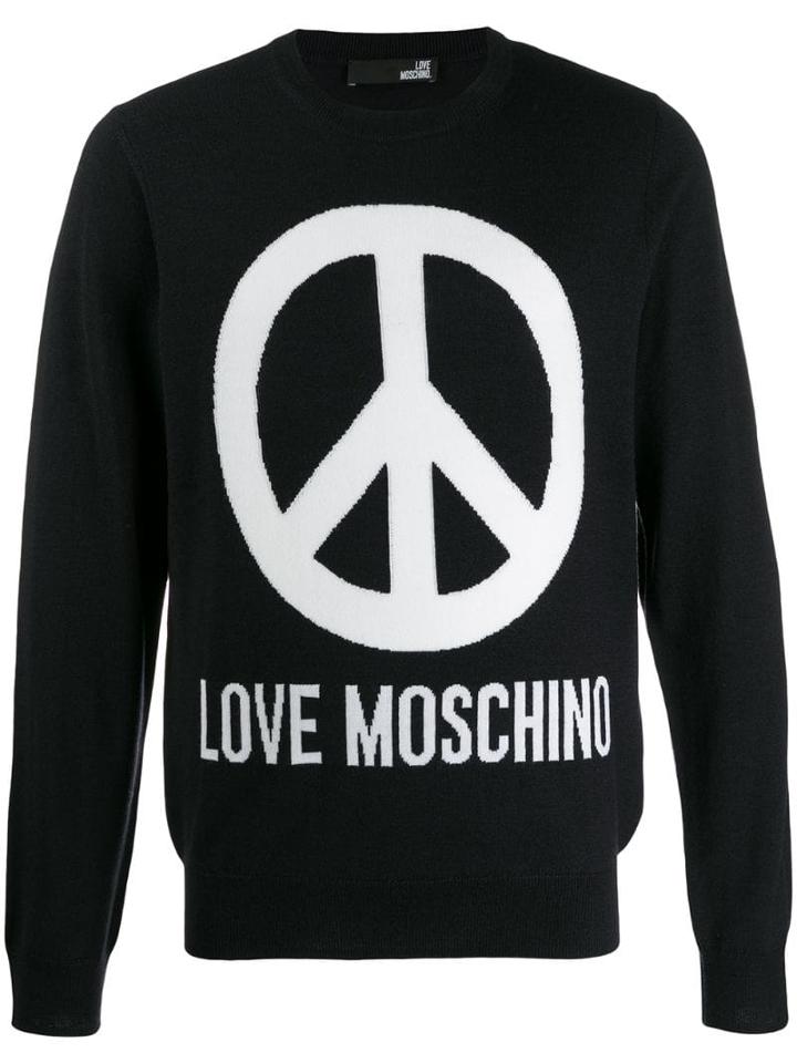Love Moschino Peace Sign Intarsia Jumper - Blue