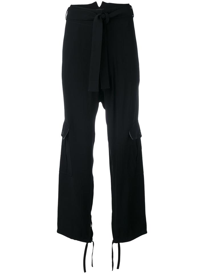 Marni - Loose Fit Belted Trousers - Women - Acetate/viscose - 42, Black, Acetate/viscose