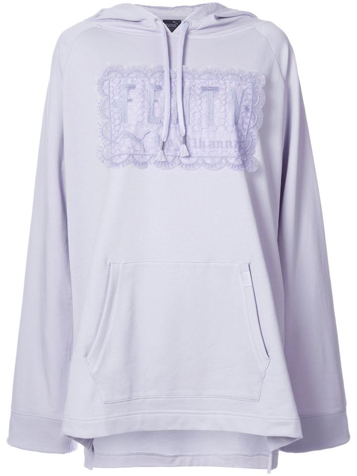 Fenty X Puma - Off-shoulder Hoodie - Women - Cotton/polyester/spandex/elastane - S, Pink/purple, Cotton/polyester/spandex/elastane