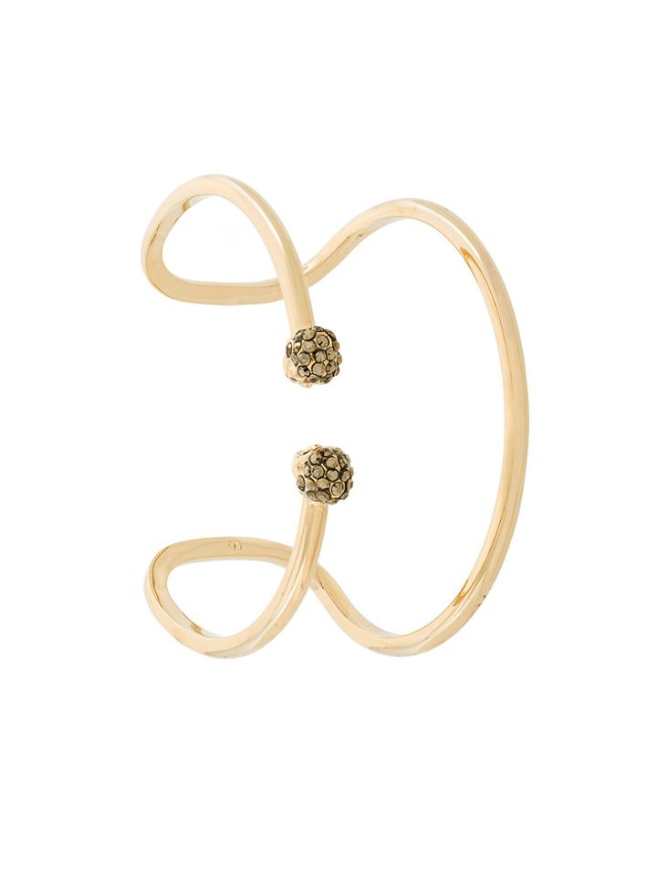 Alexander Mcqueen Double Wrap Skull Cuff - Metallic
