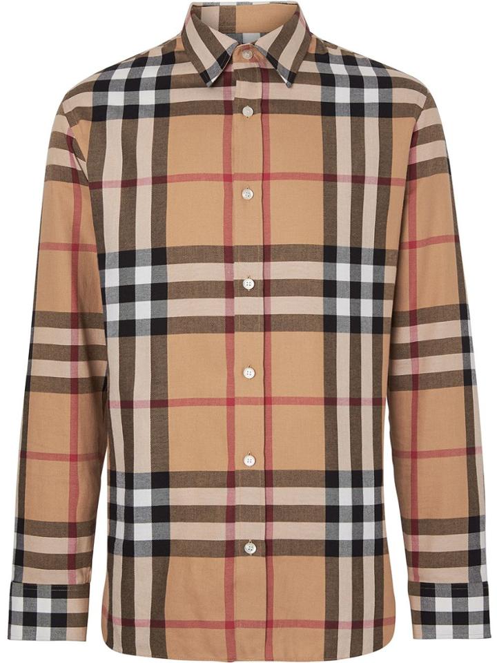 Burberry Check Cotton Flannel Shirt - Yellow