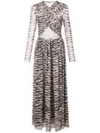 Ganni Sheer Zebra Print Dress - Brown